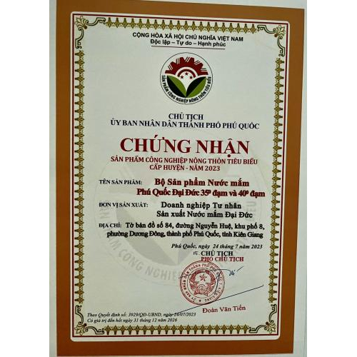 Chứng nhận sản phẩm nông thôn tiêu biểu